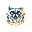 Raccoon with guns tattoo design idea