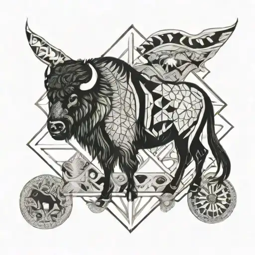 buffalo, snake, horse tattoo design idea