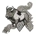 buffalo, snake, horse tattoo design idea