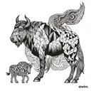 buffalo, snake, horse tattoo design idea