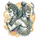 shiva and krishna sleeve tattoo tattoo design idea