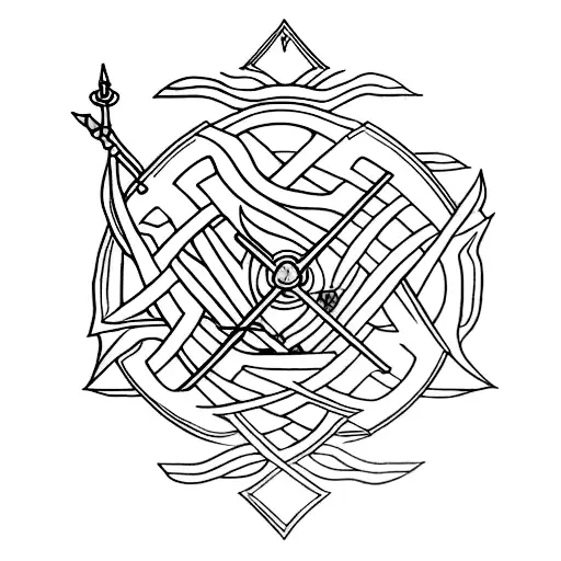three swords crossing tattoo design idea