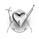 fishing hook heart tattoo design idea