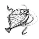 fishing hook heart tattoo design idea