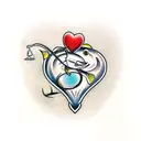fishing hook heart tattoo design idea