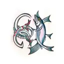 fishing hook heart tattoo design idea