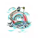 fishing hook heart tattoo design idea