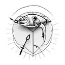 fishing hook heart tattoo design idea