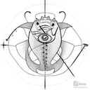 fishing hook heart tattoo design idea