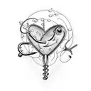fishing hook heart tattoo design idea
