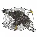 bald eagle and crane tattoo design idea
