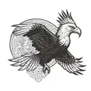 bald eagle and crane tattoo design idea