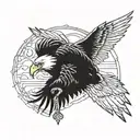 bald eagle and crane tattoo design idea