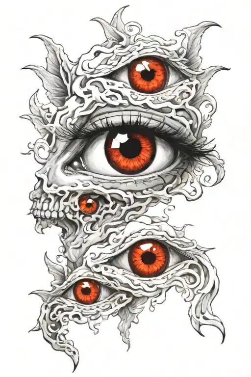Heaven & Hell Hanma tattoo with red eyes tattoo design idea