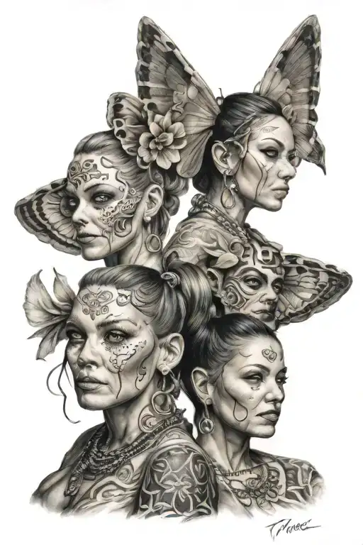 twins, crazy, free spirited tattoo design idea