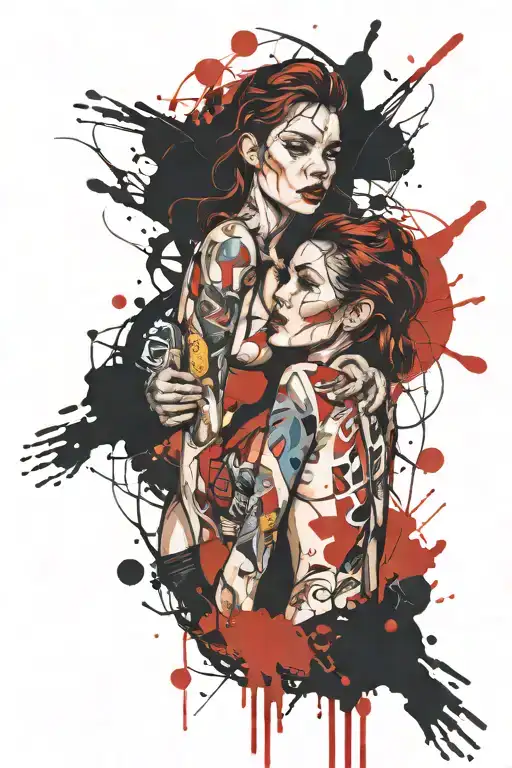 twins, crazy, free spirited tattoo design idea
