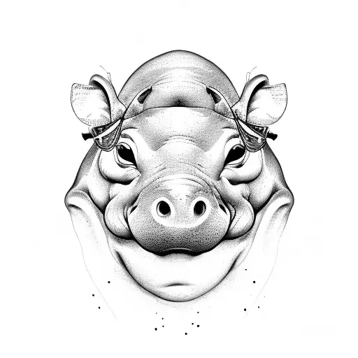 hippopotamus, bee, world tattoo design idea