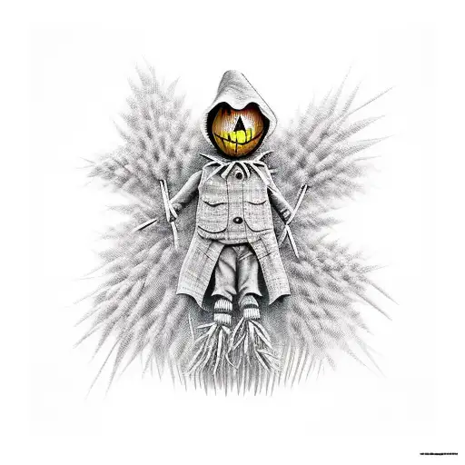 Scarecrow in the wheat field tattoo design idea