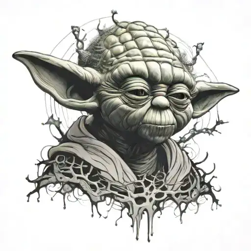 Powerful interplay of Yoda and neuroscience neuron dopamine tattoo design idea