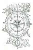 compass showing direction west to ocean tattoo design idea