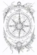 compass showing direction west to ocean tattoo design idea