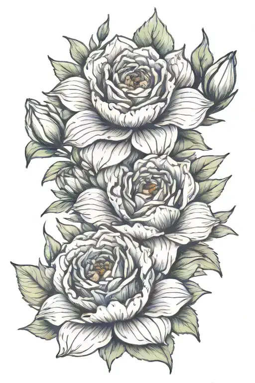 March, may and August birth flowers tattoo design idea