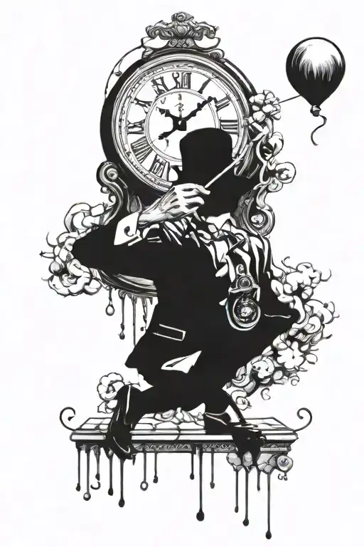 Dali melting clock and banksy balloon boy but balloon tattoo design idea