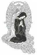 Angels praying tattoo design idea