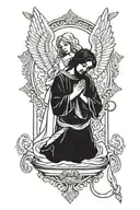 Angels praying tattoo design idea
