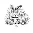lop bunnys with flowers  tattoo design idea