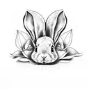 lop bunnys with flowers  tattoo design idea