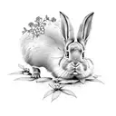 lop bunnys with flowers  tattoo design idea
