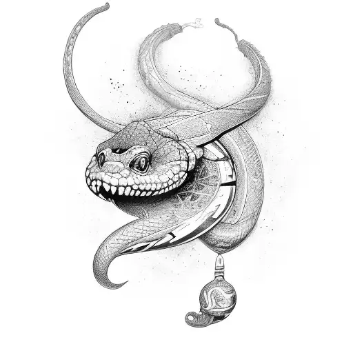 sol-key snake tattoo design idea