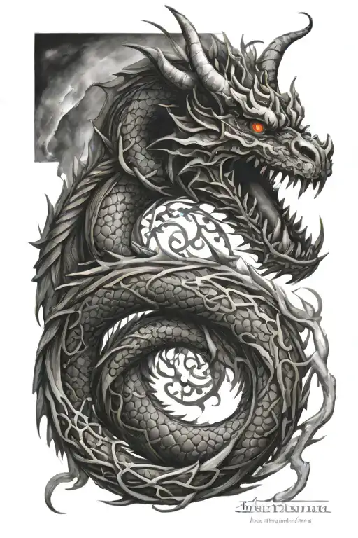 infinity sign dragon realism design featuring tattoo design idea