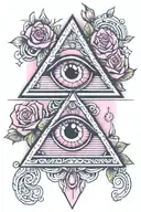 illuminati and pink eye tattoo design idea