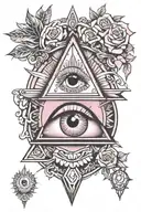 illuminati and pink eye tattoo design idea