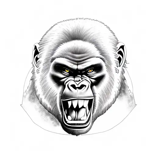 angry gorilla in the forest tattoo design idea