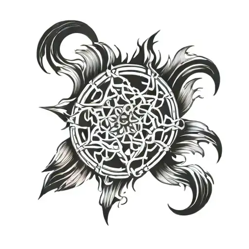 pinstripe flames around forearm tattoo design idea