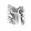 a waterfall in a rainforest tattoo design idea