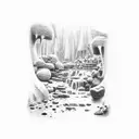 a waterfall in a rainforest tattoo design idea