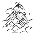 minimalist waterfall with 2 mountains and a cloud  tattoo design idea