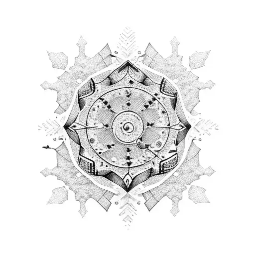 onion with bullseye made of snowflakes tattoo design idea