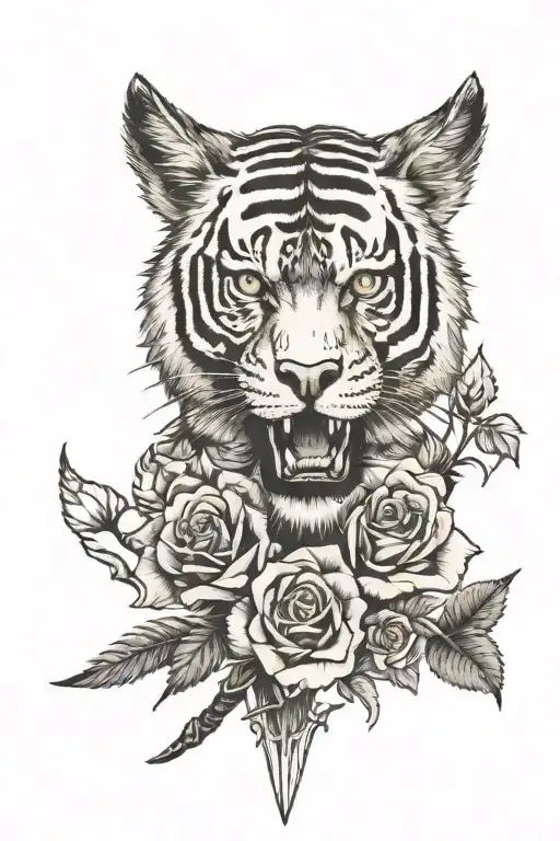 skull roses tiger wolf bear owl dagger tattoo design idea