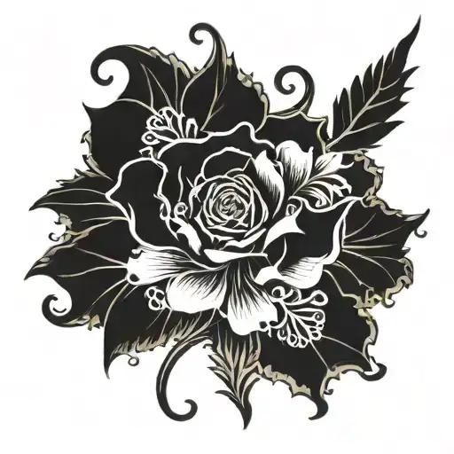 Dark flower tattoo design idea