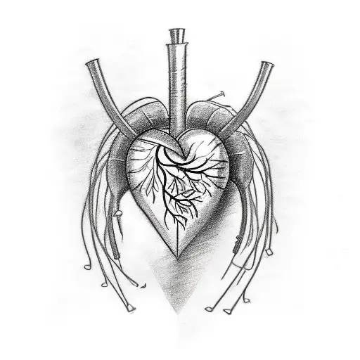 Create a sketch-style tattoo featuring an upward blooming anatomical heart. Include a wire whisk representing baking extending from the heart. Incorporate the name Vicente subtly and creatively within the heart. tattoo design idea