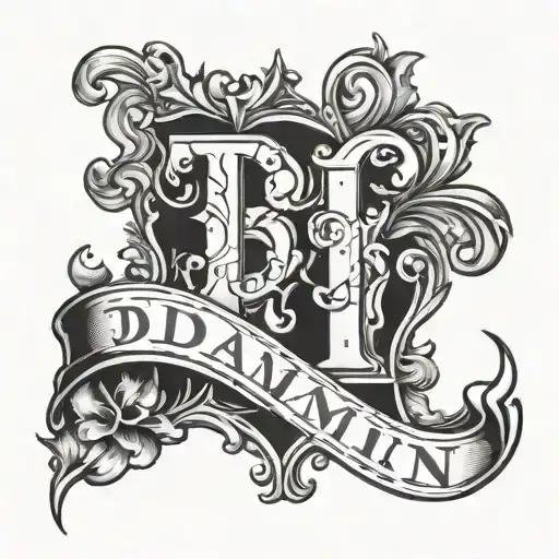 Damian name old english  tattoo design idea