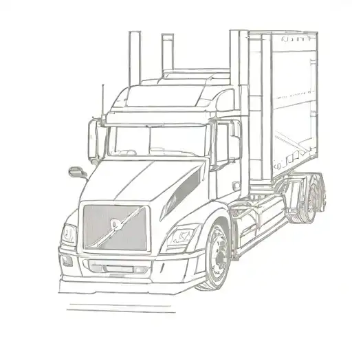 volvo day cab parked tattoo design idea