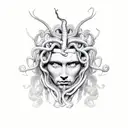 Medusa head with wings behind tattoo design idea