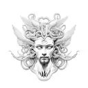 Medusa head with wings behind tattoo design idea