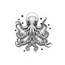 octopus with dots and thick lines and fine lines tattoo design idea